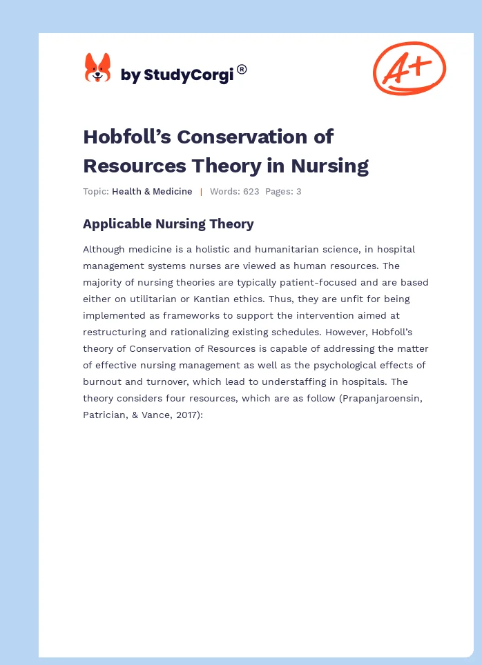 Hobfoll’s Conservation of Resources Theory in Nursing. Page 1