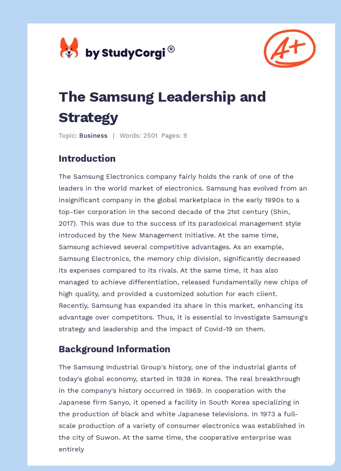 The Samsung Leadership and Strategy. Page 1