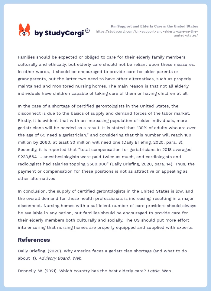 Kin Support and Elderly Care in the United States. Page 2