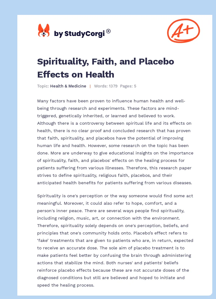 Spirituality, Faith, and Placebo Effects on Health. Page 1