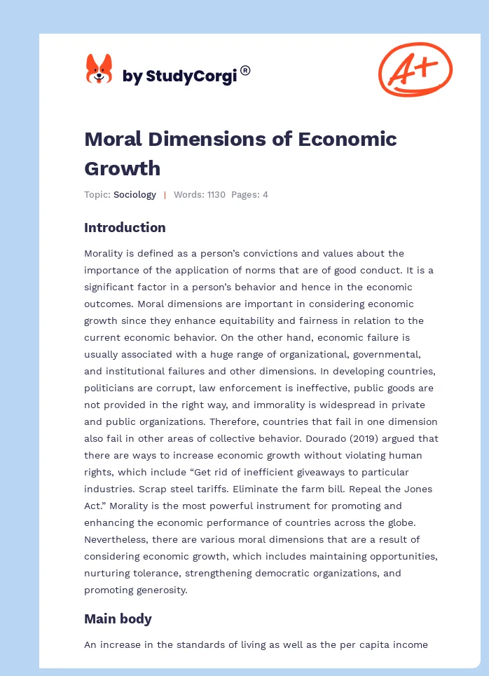 Moral Dimensions of Economic Growth. Page 1