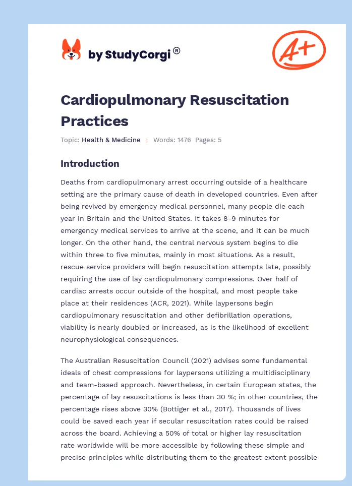 Cardiopulmonary Resuscitation Practices. Page 1
