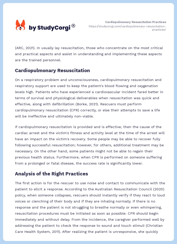 Cardiopulmonary Resuscitation Practices. Page 2
