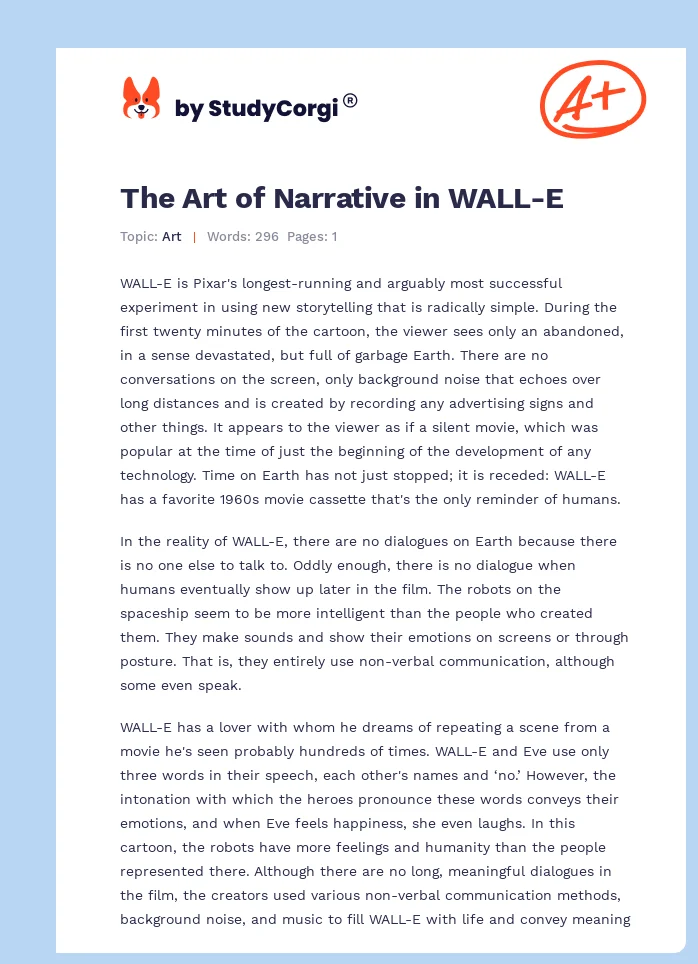 The Art of Narrative in WALL-E. Page 1