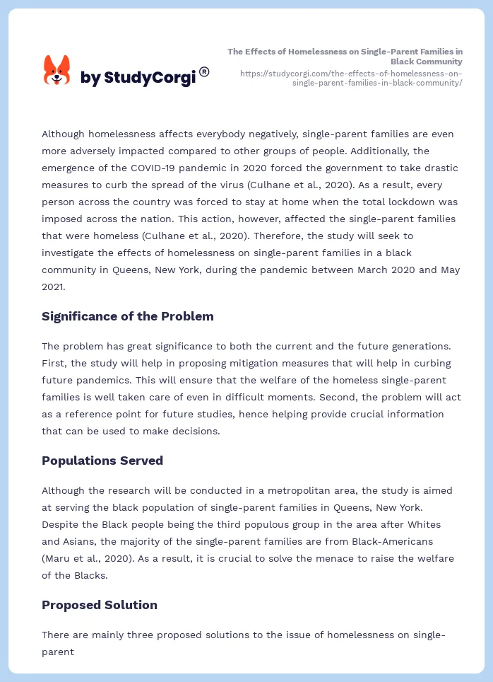The Effects of Homelessness on Single-Parent Families in Black Community. Page 2