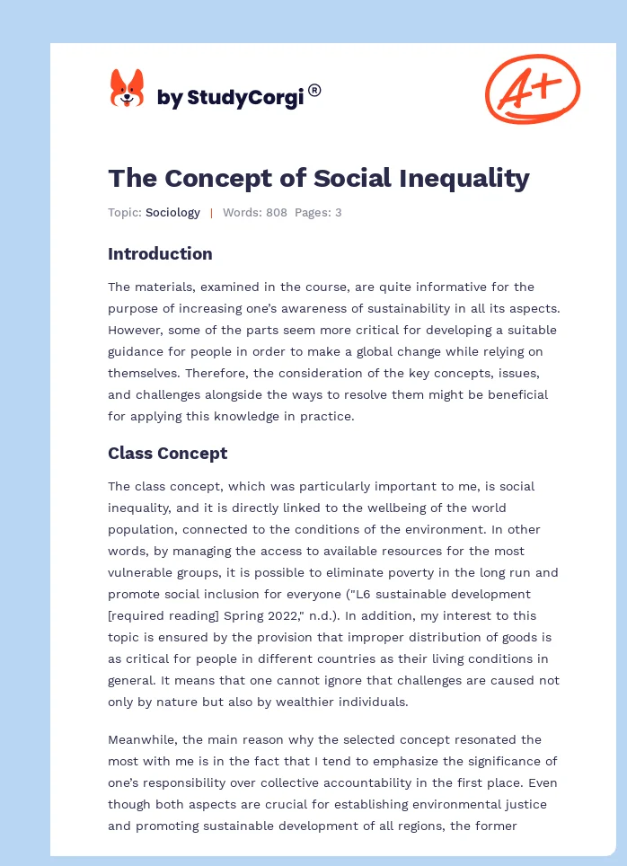 The Concept of Social Inequality. Page 1