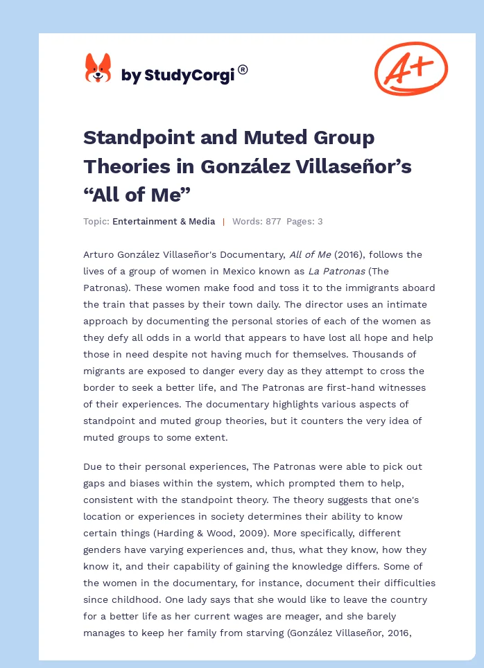 Standpoint and Muted Group Theories in González Villaseñor’s “All of Me”. Page 1
