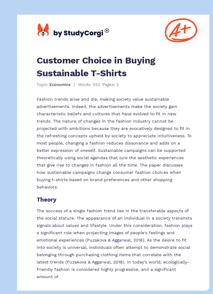 Customer Choice in Buying Sustainable T-Shirts. Page 1