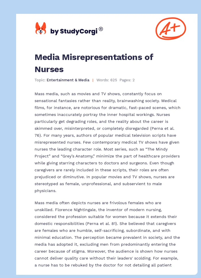 Media Misrepresentations of Nurses. Page 1