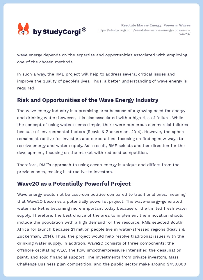 Resolute Marine Energy: Power in Waves. Page 2