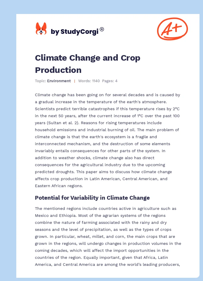 Climate Change and Crop Production. Page 1