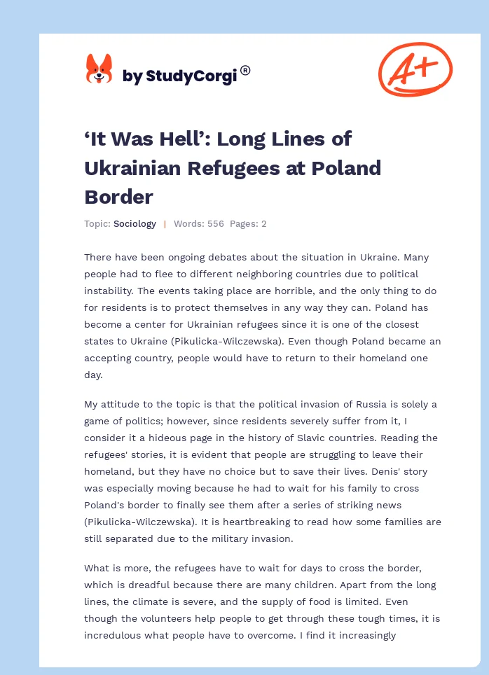 ‘It Was Hell’: Long Lines of Ukrainian Refugees at Poland Border. Page 1