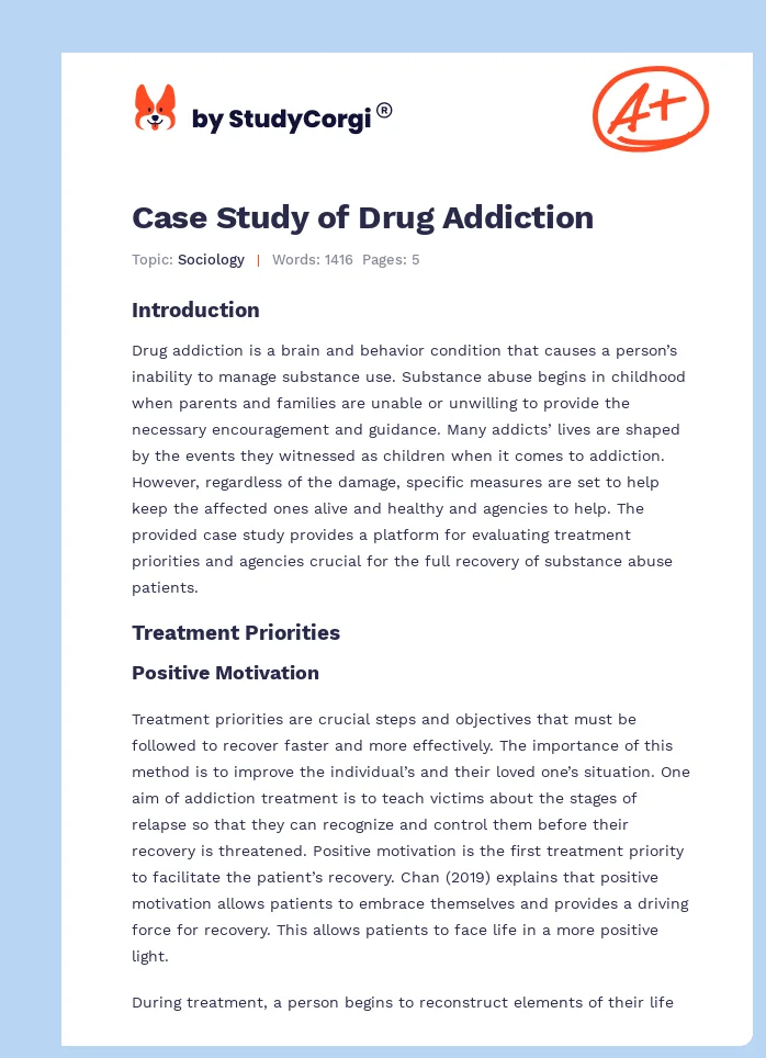 Case Study of Drug Addiction. Page 1