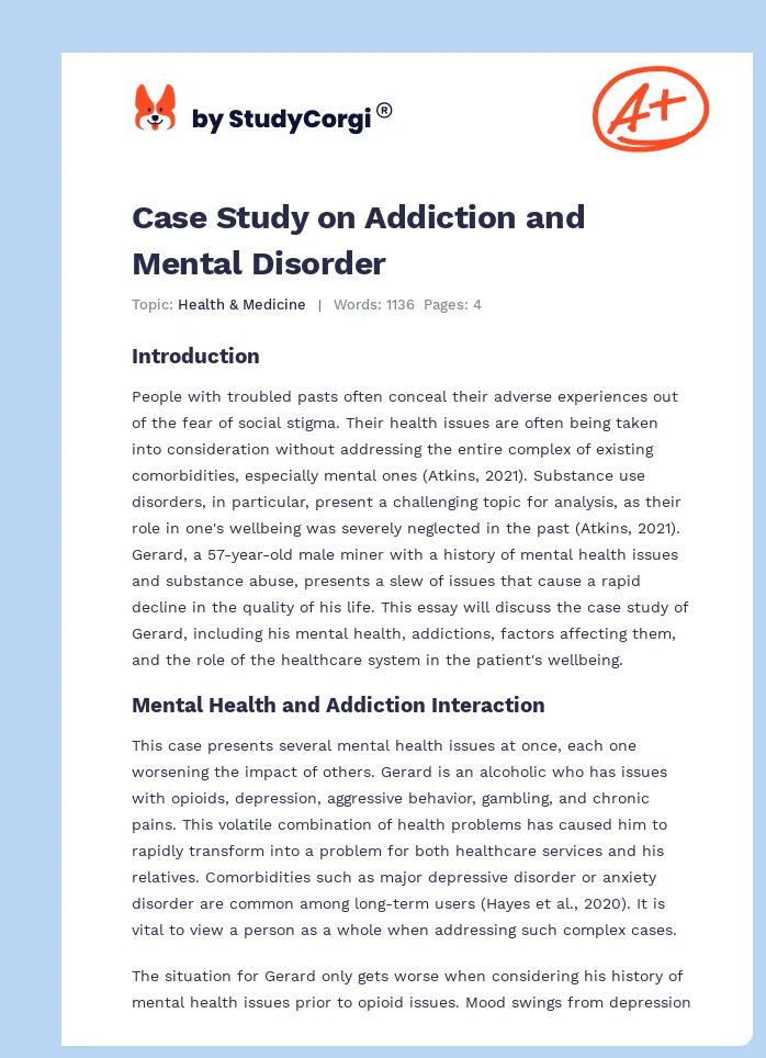 Case Study on Addiction and Mental Disorder. Page 1