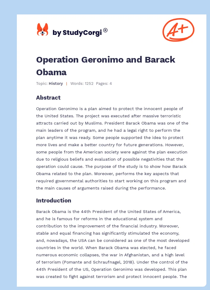 Operation Geronimo and Barack Obama. Page 1