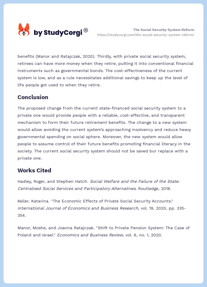 The Social Security System Reform. Page 2