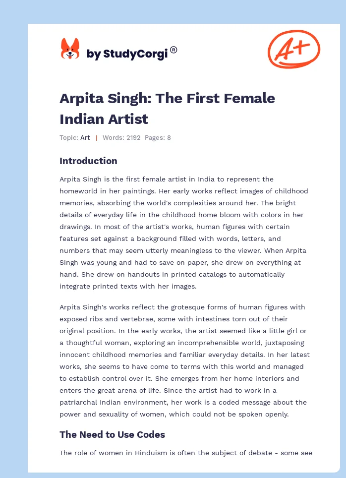 Arpita Singh: The First Female Indian Artist. Page 1
