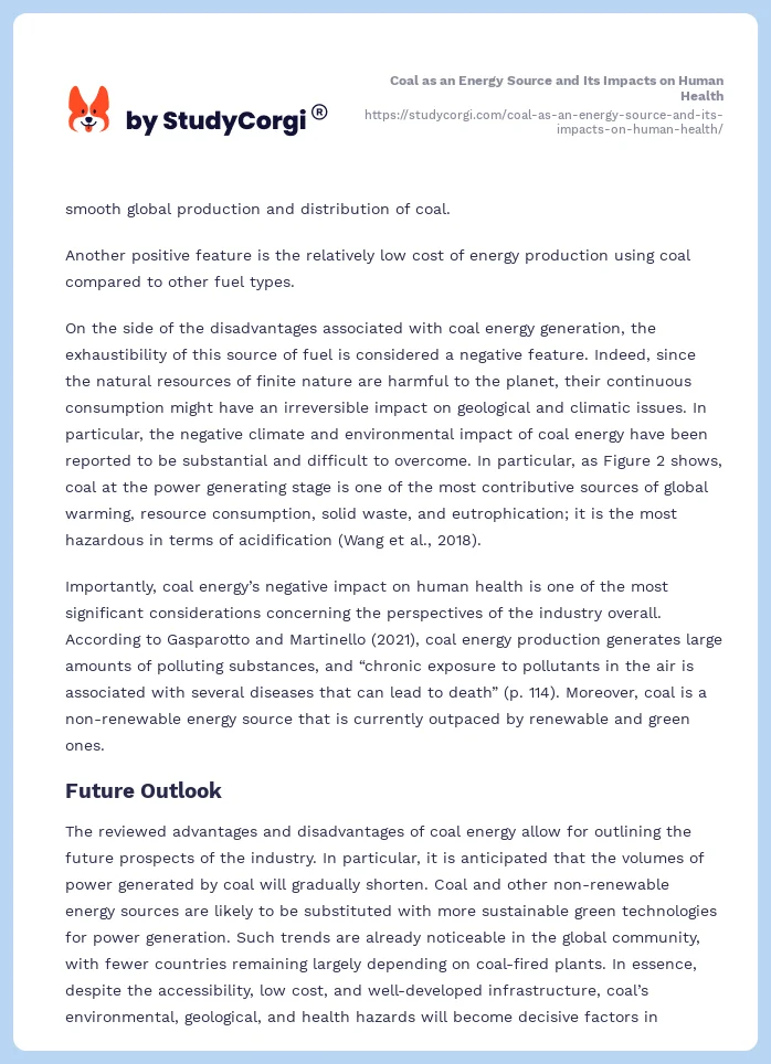 Coal as an Energy Source and Its Impacts on Human Health. Page 2