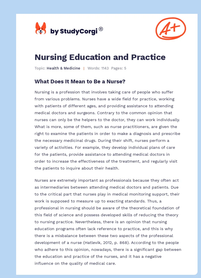 Nursing Education and Practice. Page 1