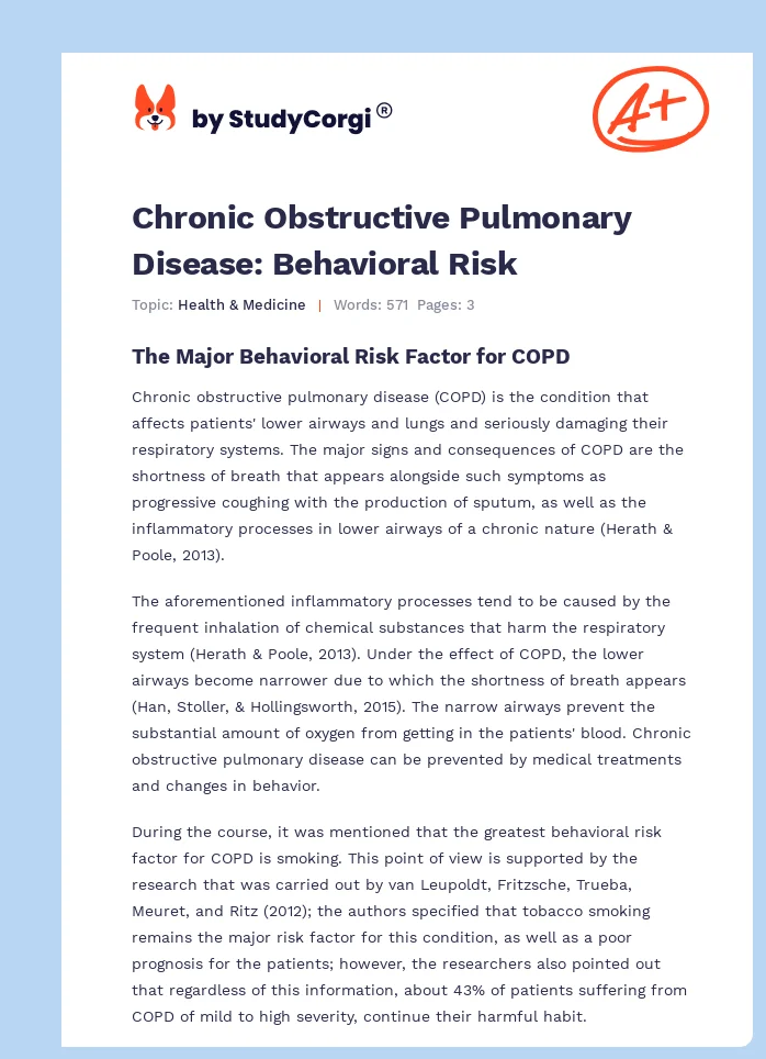 Chronic Obstructive Pulmonary Disease: Behavioral Risk. Page 1