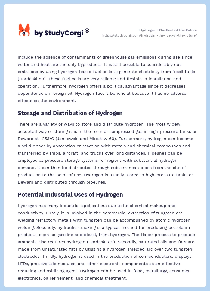 Hydrogen: The Fuel of the Future. Page 2