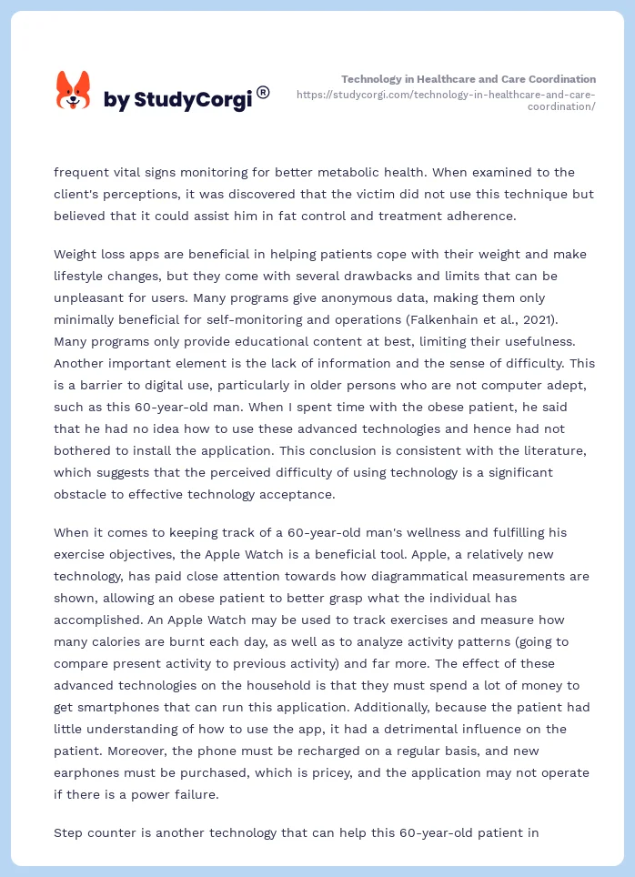 Technology in Healthcare and Care Coordination. Page 2