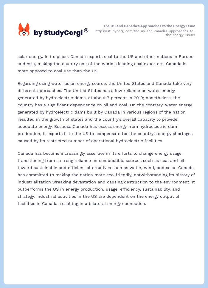 The US and Canada's Approaches to the Energy Issue. Page 2