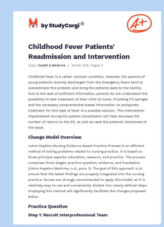 Childhood Fever Patients' Readmission and Intervention. Page 1