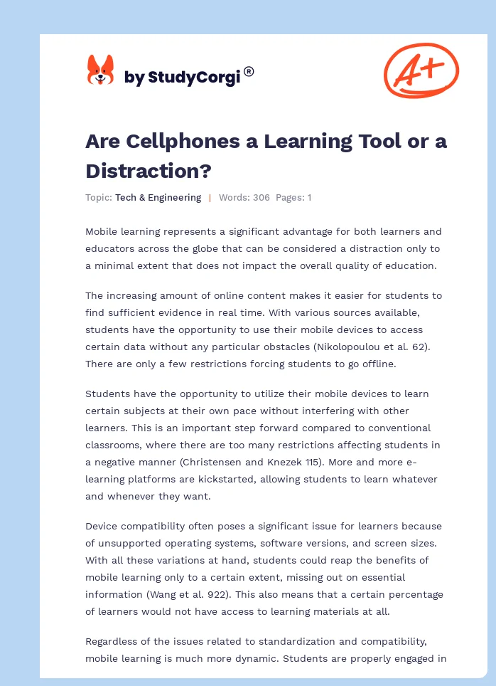 Are Cellphones a Learning Tool or a Distraction?. Page 1