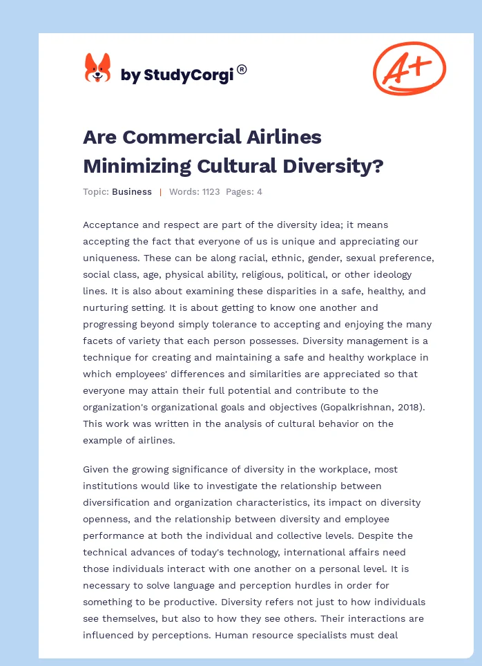 Are Commercial Airlines Minimizing Cultural Diversity?. Page 1