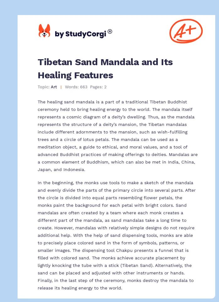 Tibetan Sand Mandala and Its Healing Features. Page 1
