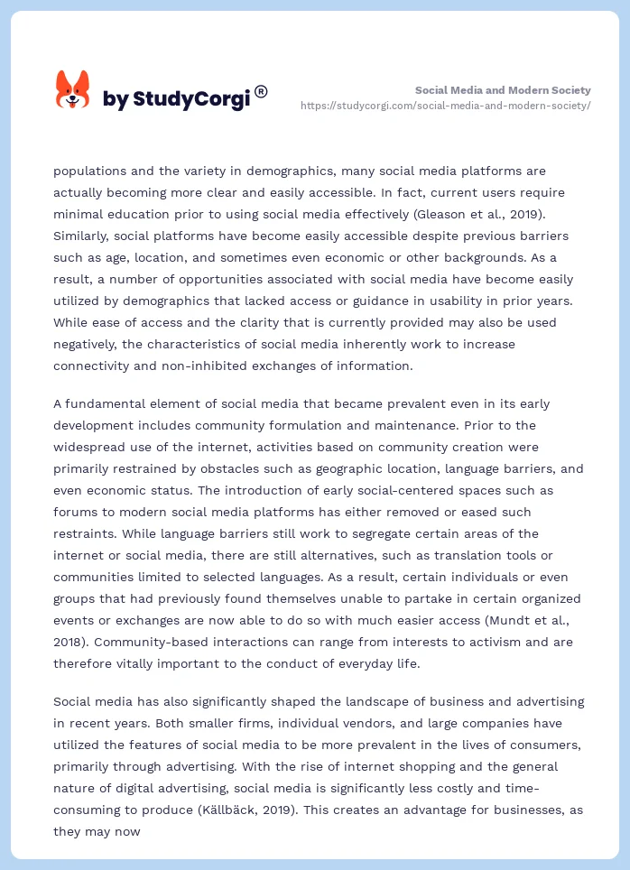 Social Media and Modern Society. Page 2