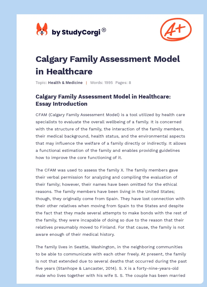 Calgary Family Assessment Model in Healthcare. Page 1