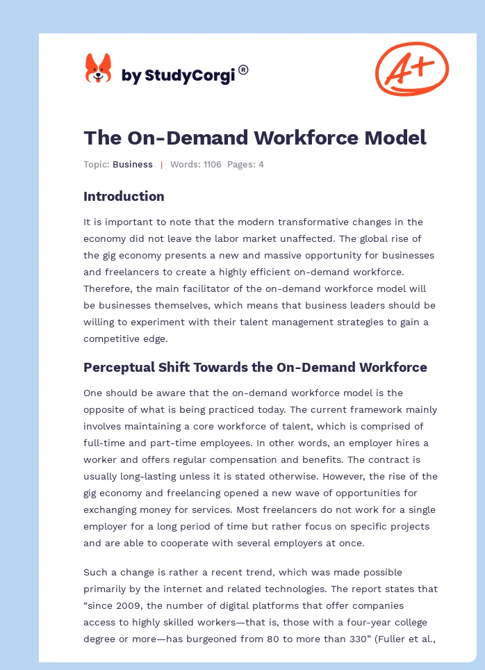 The On-Demand Workforce Model. Page 1