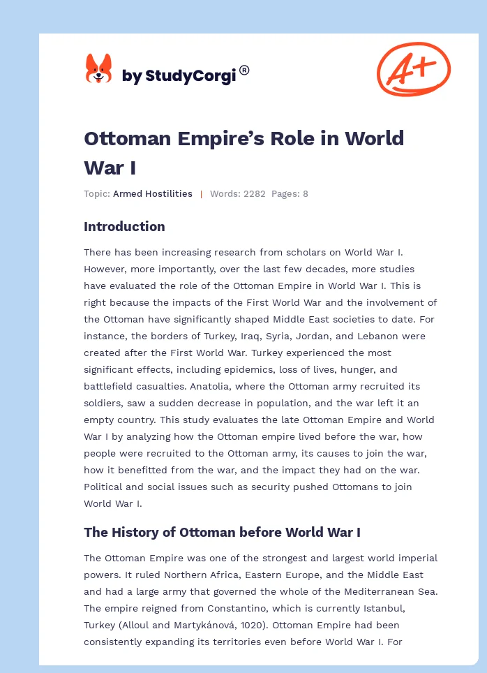 The Late Ottoman Empire and World War I. Page 1