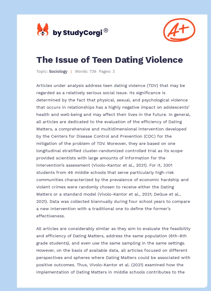 The Issue of Teen Dating Violence. Page 1