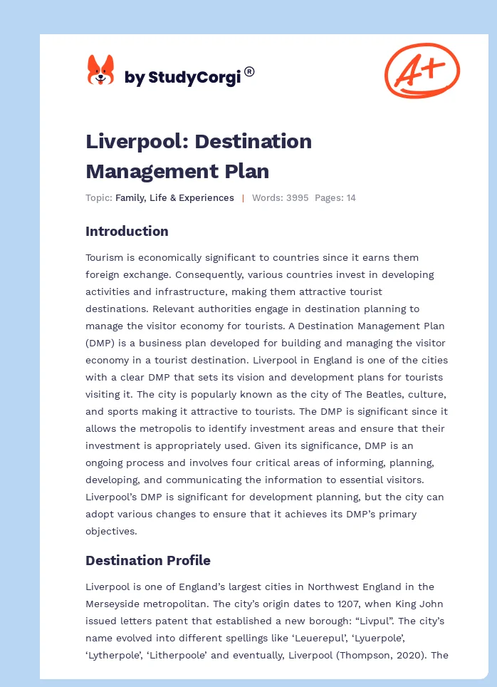Liverpool: Destination Management Plan. Page 1