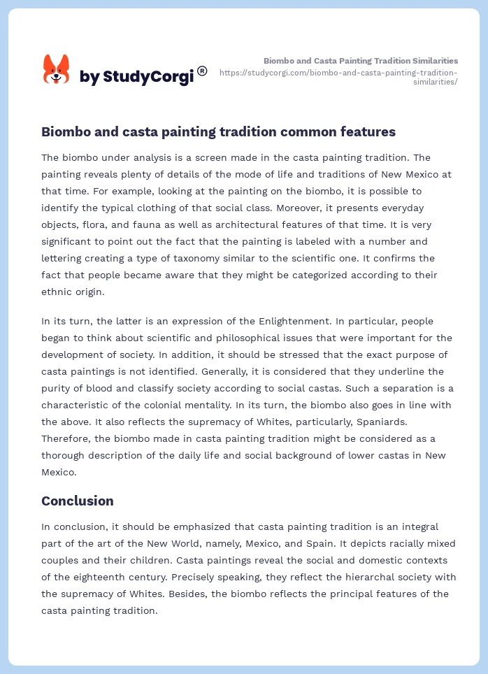 Biombo and Casta Painting Tradition Similarities. Page 2