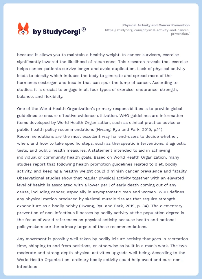 Physical Activity and Cancer Prevention. Page 2