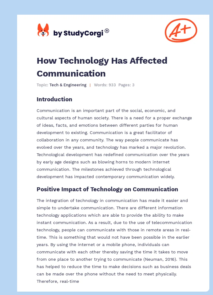 How Technology Has Affected Communication. Page 1