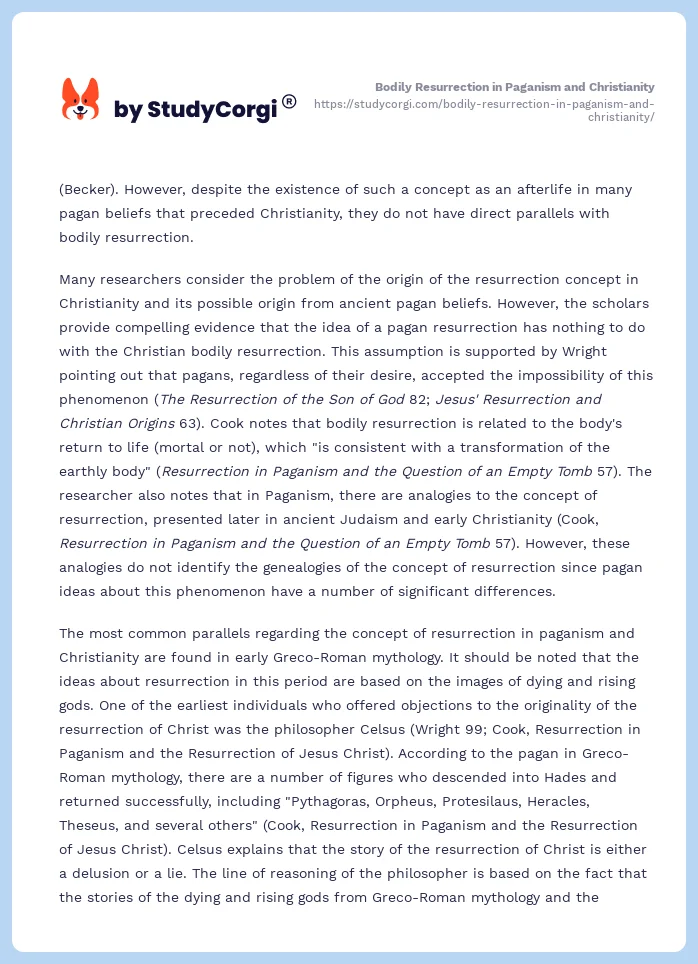 Bodily Resurrection in Paganism and Christianity. Page 2