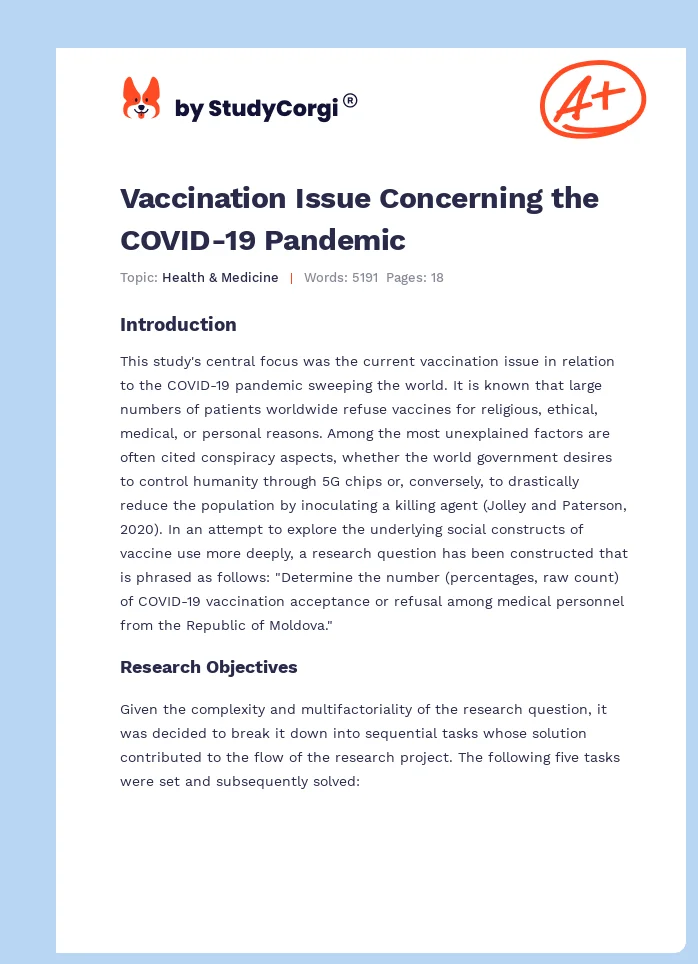 Vaccination Issue Concerning the COVID-19 Pandemic. Page 1