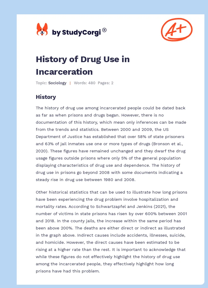 History of Drug Use in Incarceration. Page 1