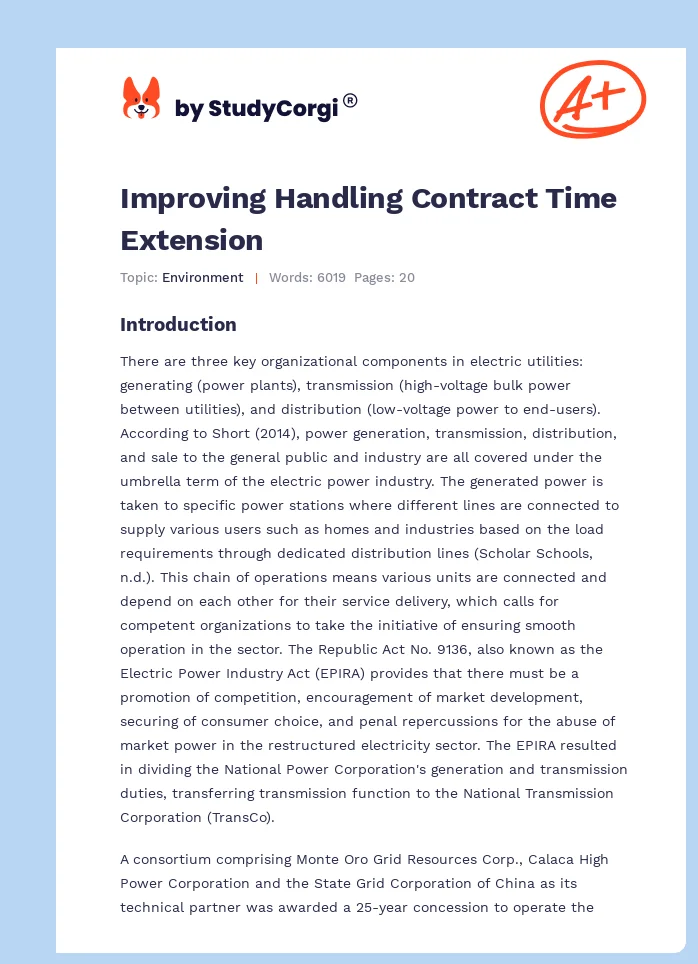 Improving Handling Contract Time Extension. Page 1