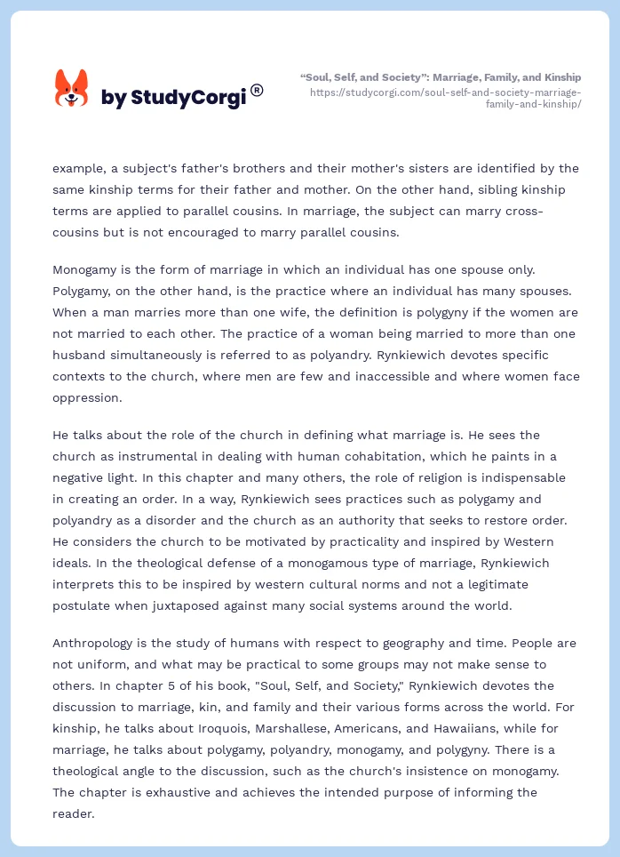 “Soul, Self, and Society”: Marriage, Family, and Kinship. Page 2