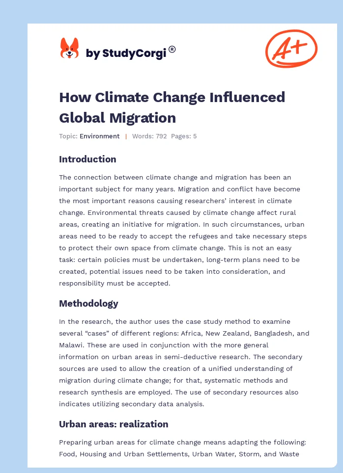 How Climate Change Influenced Global Migration. Page 1