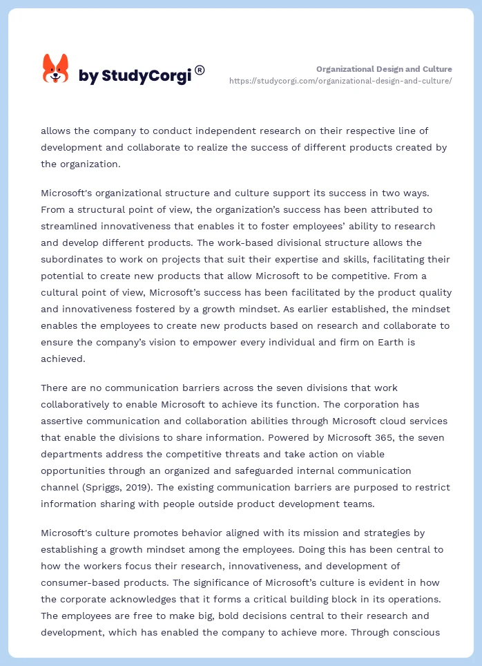 Organizational Design and Culture. Page 2