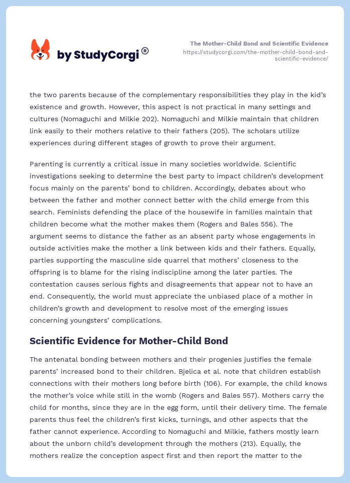 The Mother-Child Bond and Scientific Evidence. Page 2