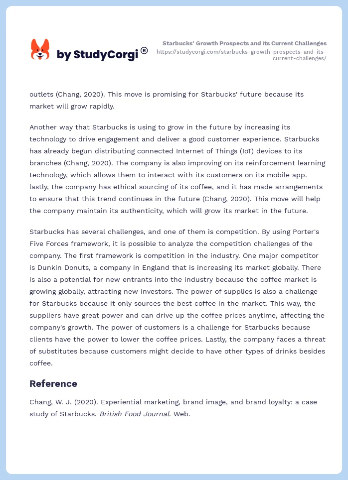 Starbucks’ Growth Prospects and its Current Challenges. Page 2