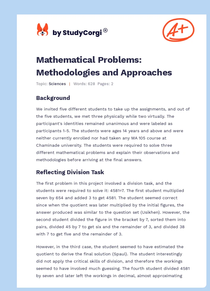 Mathematical Problems: Methodologies and Approaches. Page 1
